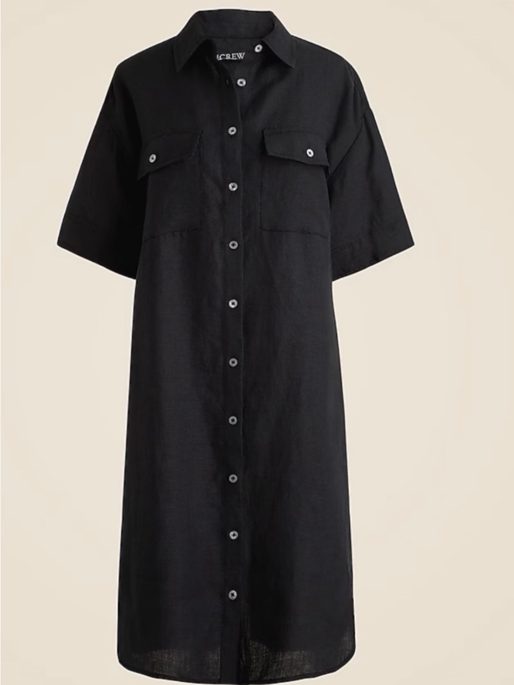 J. Crew Black Short Sleeve Utility shirt-dress in linen #318